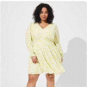 TORRID lime green and cream Mini Wash Gauze Wide Waist Skater Dress